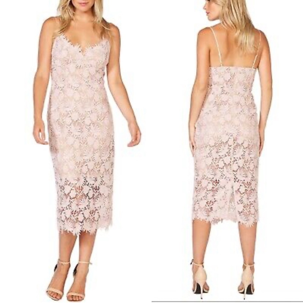 Bardot tayla floral lace midi dress pink size XS